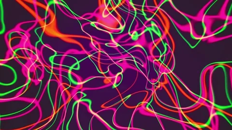 Vibrant neon lines abstract background. Psychedelic colorful neon light trails Stock Footage 334298689