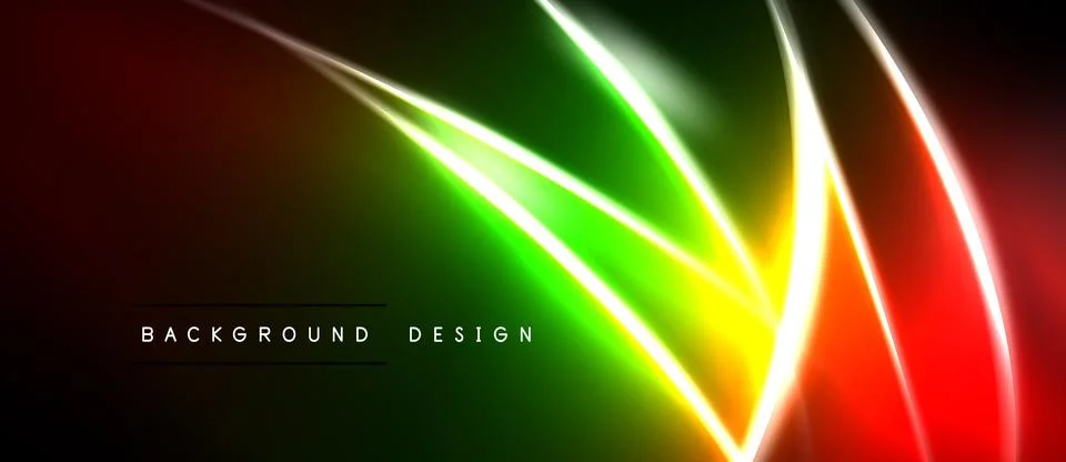 Vibrant neon lines create dynamic abstract background. Red, green, yellow hue Stock Illustration