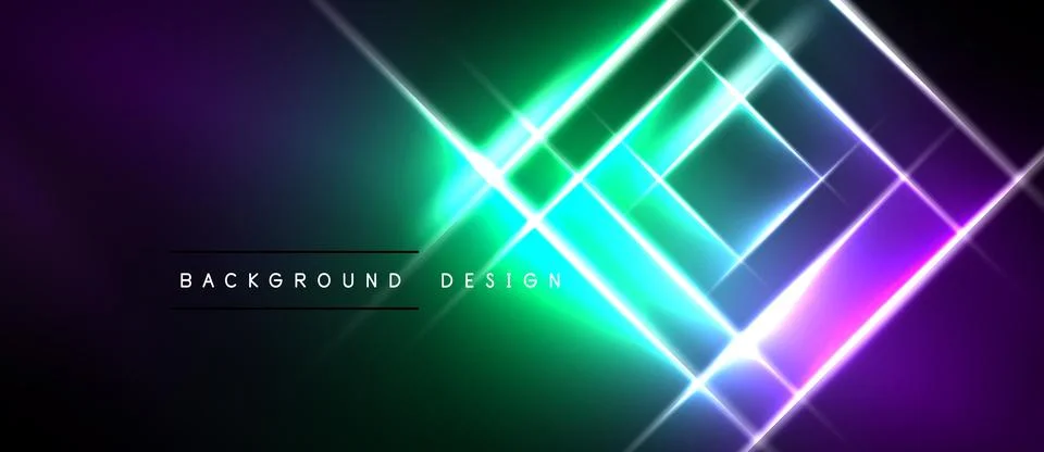 Vibrant neon lines intersect, creating dynamic geometric patterns. Dark 스톡 일러스트