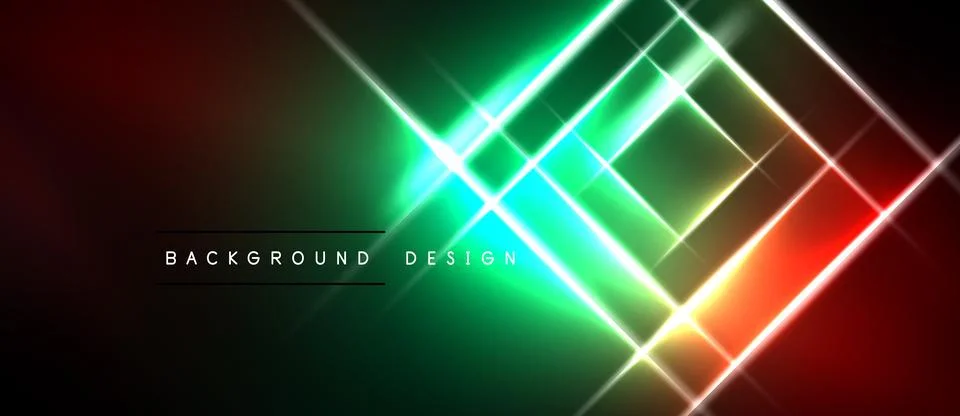 Vibrant neon lines intersect, creating dynamic abstract background. Green Stock Illustration