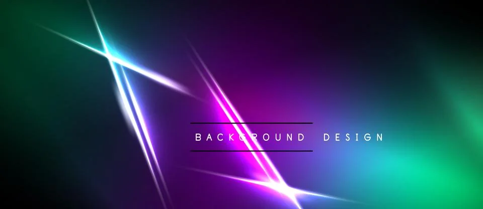 Vibrant neon lines intersect dark background. Gradient colors create futurist 스톡 일러스트