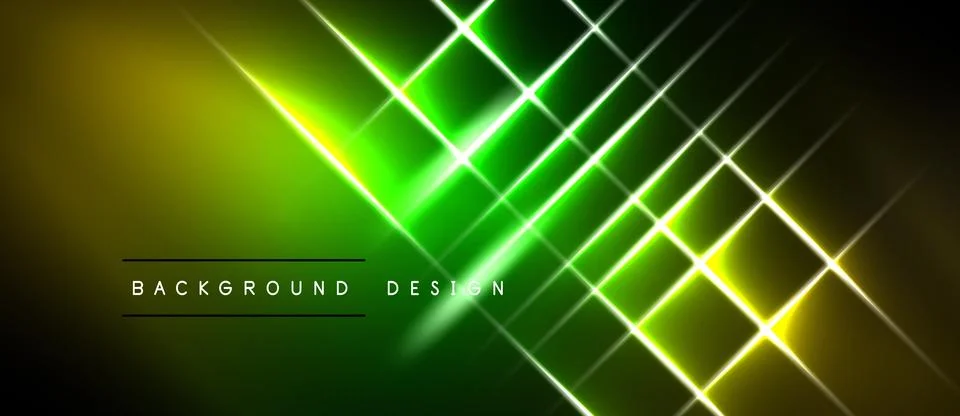 Vibrant neon lines intersect over dark background. Gradient shades create 스톡 일러스트