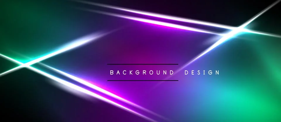 Vibrant neon lines intersect over dark background. Gradient transitions from Stockillustratie