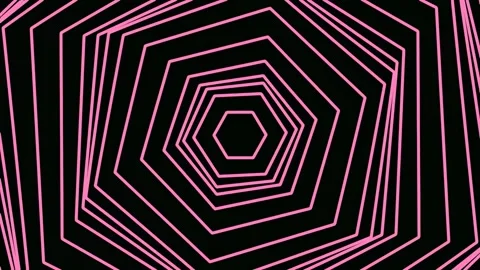 Vibrant neon magenta hexagonal geometry abstract background lines pattern Stock Footage 341058275