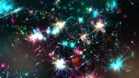 Vibrant Neon Particles Explosion in Dark Space 库存影片 335878874