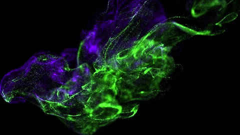 Vibrant Neon Particles in Motion Creating Cosmic Dreamscape on Black Backgrou Stock Footage 341780462