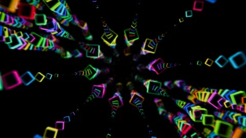 Vibrant neon patterns swirl in mesmerizing tunnel formation at night Stock-Footage 292094933