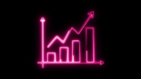 Vibrant neon pink chart animation showing upward business growth, modern Stock Footage 321386396
