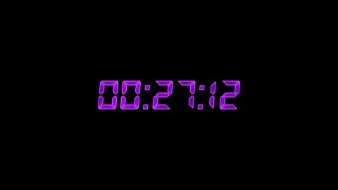 Vibrant neon purple 30 second digital countdown timer with glowing led segm.. Vídeos de archivo 339093764