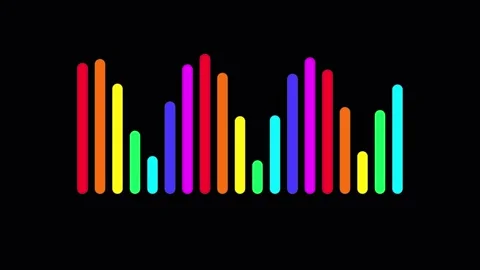 Vibrant Neon Rainbow Bars Pulsating Dynamically Like an Audio Equalizer on .. 스톡 동영상 335628010