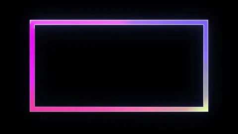 Vibrant neon rectangle frame with ranbow gradient colors on black background Stock Footage 335691408