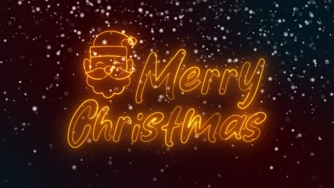 Vibrant neon script spells Merry Christmas with a glowing Santa face 動画素材 321279211