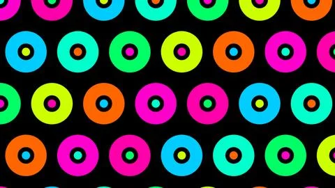 Vibrant Neon Target Pattern on Black Background Ilustración de archivo