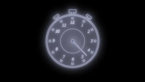 Vibrant Neon Timer Stopwatch Clock Countdown Animation for Time Management 库存影片 308045792