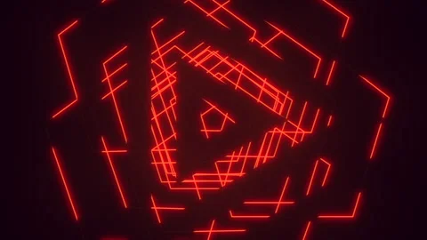 Vibrant neon triangle sign in zigzag pattern, glowing red lines 動画素材 292965127
