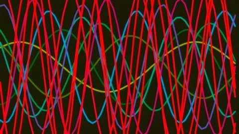 Vibrant neon wave equalizer pattern on deep black background for abstract e.. Stock Footage 342157951
