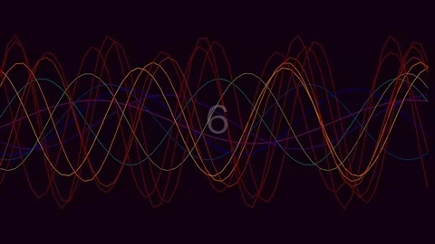 Vibrant neon wave lines visualizing abstract digital data flow on black scree Stock Footage 342115481