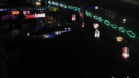 Vibrant Neon Waves at Night Stock Footage 275770470