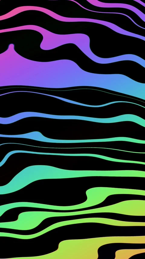 Vibrant Neon Wavy Pattern in Green, Orange, Purple for 90s, Y2K Aesthetic Stock Footage 303885664