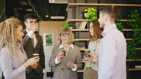 A vibrant networking event for professionals to engage in meaningful Stock Footage 285680687