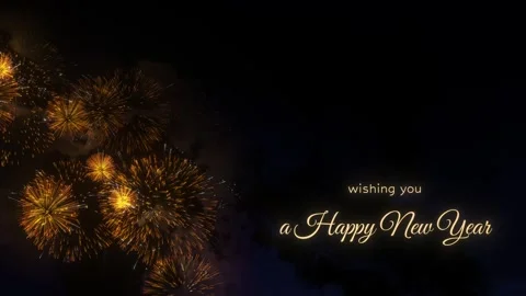 Vibrant new year fireworks display, shimmering gold and yellow sparks Stock Footage 287373371