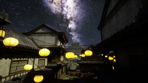 Vibrant night scene with luminous lanterns and cultural charm Stock Footage 340665022