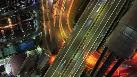 Vibrant Nigt Time Traffic Time Lapse Stock Footage 279567751