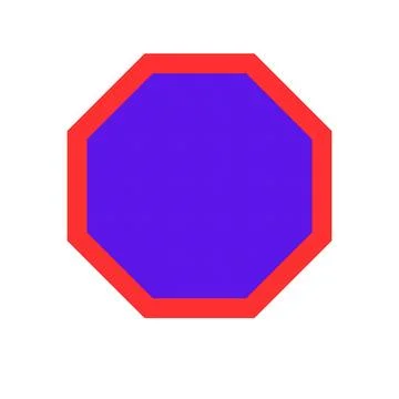 A vibrant octagon shape with a bold red border on a clean white background 스톡 일러스트