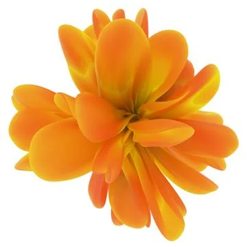 Vibrant orange abstract 3D flower with smooth curved petals isolated on white Illustrazione stock