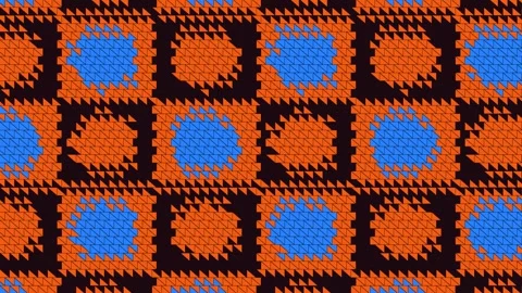 Vibrant Orange and Blue Checkerboard Kinetic Optical Illusion Motion Background Stock Footage 341609002