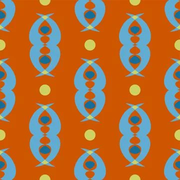 Vibrant Orange And Blue Vector Geometric Shapes Repeat Pattern Tile 스톡 일러스트