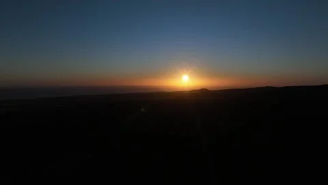 Vibrant Orange and Deep Blue Sunset Over Horizon – Gran Canaria Stock Footage 309943643