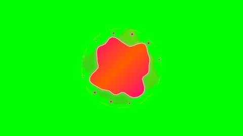 Vibrant orange and pink gradient liquid shape on a bright green background Stock Footage 340902963