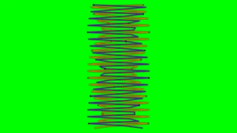 Vibrant orange and purple zigzag pattern against a solid green background Stock Footage 340266390