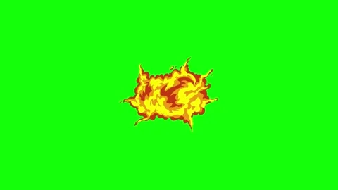 Vibrant orange and yellow fire explosion on green screen for easy compositing Stock Footage 339568246