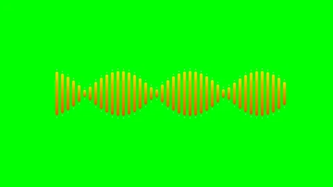 Vibrant orange audio frequency waveform isolated on a bright green background Stock Footage 340900626