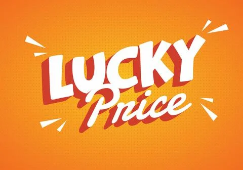 A vibrant orange background with bold, playful typography that reads Lucky .. Stock Illustration