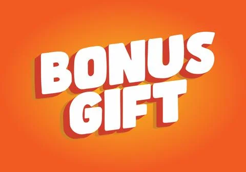 A vibrant orange background featuring bold, white 3D text that reads BONUS .. Stock Illustration