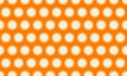 Vibrant orange background featuring a repeating pattern of stylized suns.  Pe 스톡 일러스트