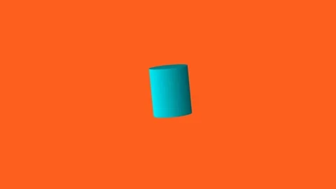 Vibrant orange background featuring a turquoise 3D cylinder Stock Footage 341721127