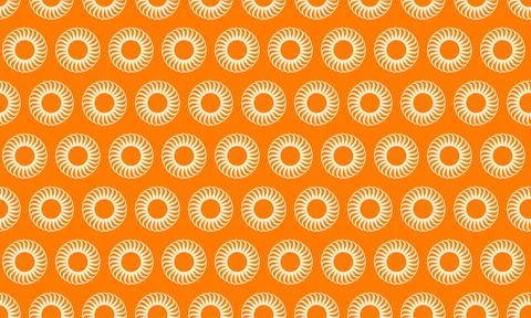 Vibrant orange background with a repeating pattern of stylized sun motifs.  P Stock Illustration