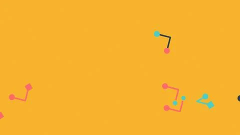 Vibrant orange background with scattered small geometric shapes and lines in  Illustration