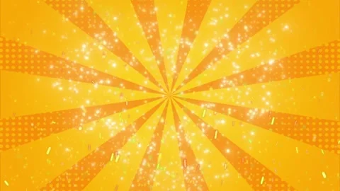 Vibrant orange background with sparkling heart shape and sunburst pattern Stock Footage 337606719