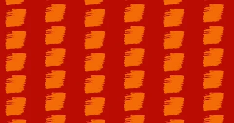 Vibrant orange brushstrokes create a bold pattern on a deep red background. Stock Footage 309891688