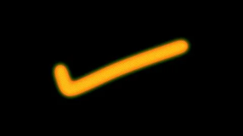 Vibrant orange checkmark on black background Stock Illustration
