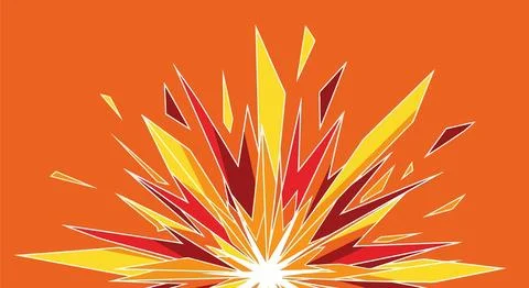 Vibrant orange explosion with yellow and red rays Stock Illustration