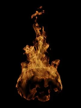 Vibrant orange flames rising dynamically against black Stock-Fotos