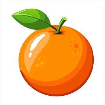 Vibrant Orange Fruit with Green Leaf Isolated on White Background Illustrazione stock
