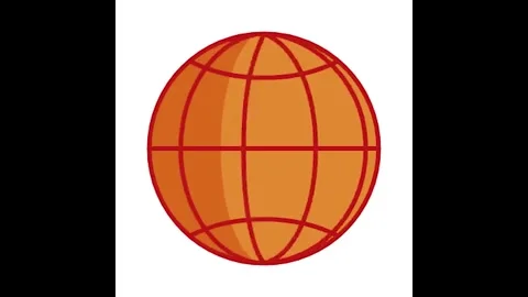 Vibrant orange globe with red grid lines on white background Stock Footage 324865592