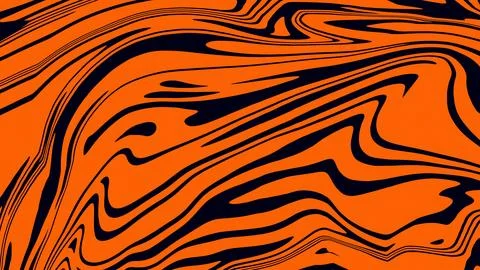 Vibrant orange liquid background with black swirling patterns 스톡 일러스트